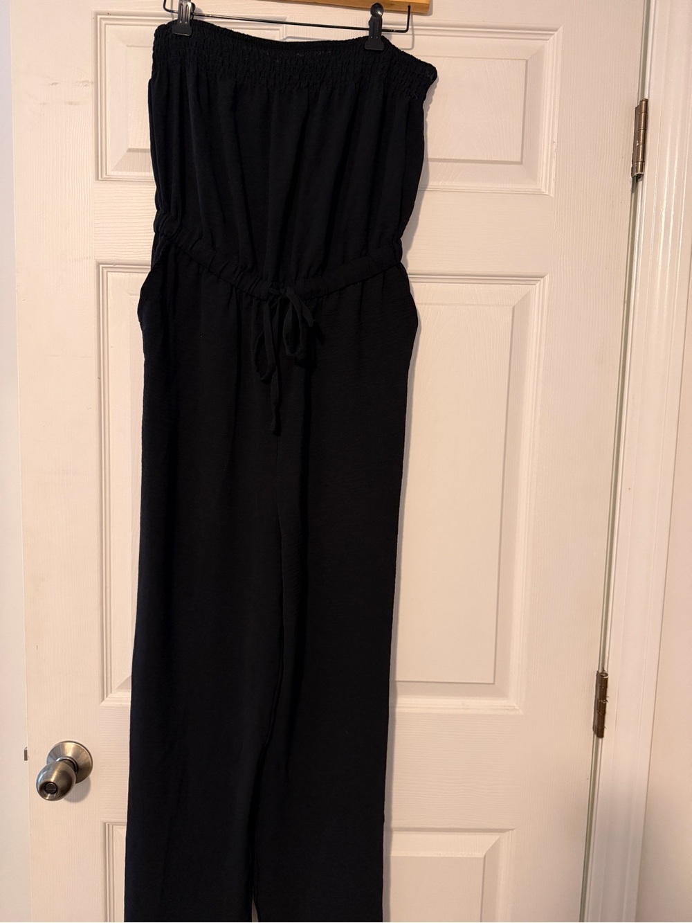 Women’s Black Strapless Jumpsuit with Drawstring Waist